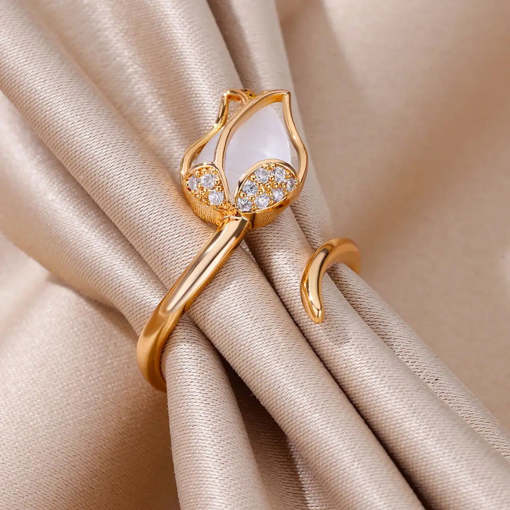 Anillo Tulipan Ajustable con Caja Premium