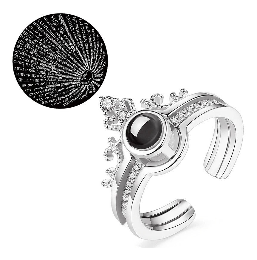 Anillo Corona Te Amo en 100 Idiomas